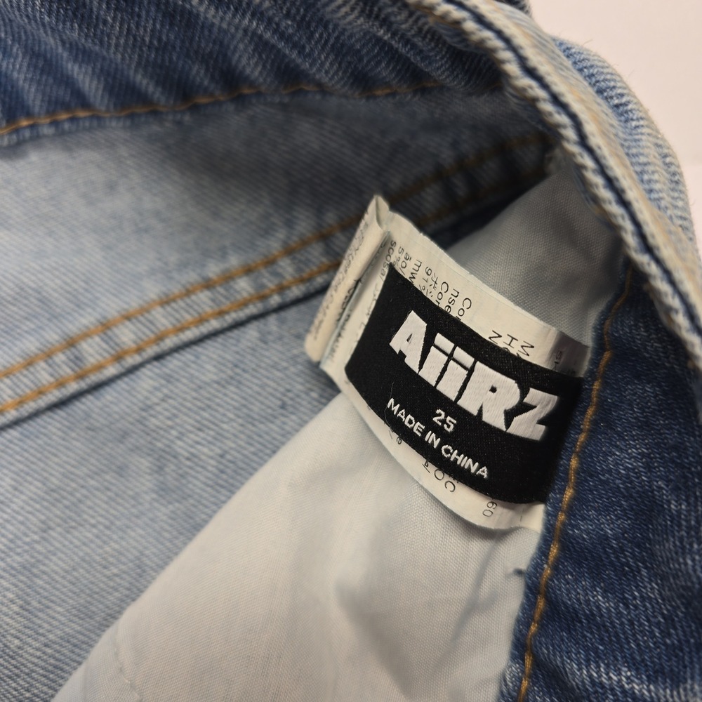 AFRZ Gold Metallic Coated Wide Leg Jeans Blue‎ Denim High Rise sz 25 Streetwear - Picture 7 of 8
